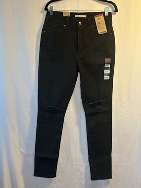 Levi’s 721 High Rise Skinny Jeans Black Distressed W31 L28 NWT